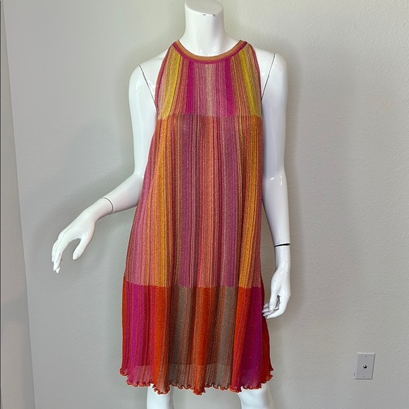Missoni Pink and Orange Pleated Halter Sundress - Picture 1 of 11